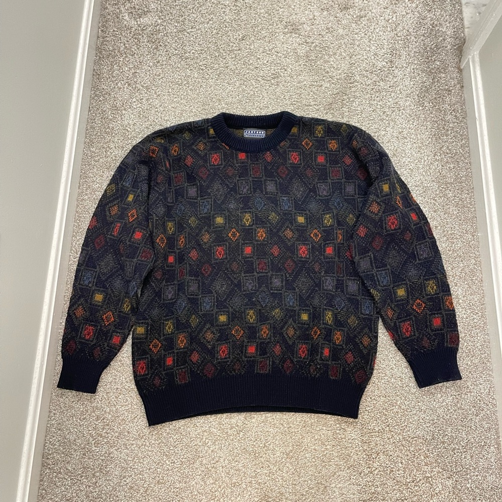 Jantzen Men's Crewneck Sweater - Multicolor Geometric Pattern